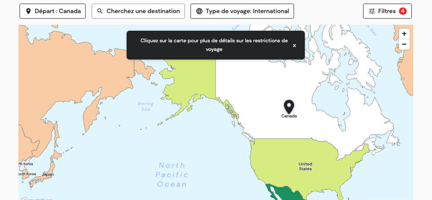 Image: Carte interactive de réouverture des voyages (PHOTO: courtoisie de sherpa)
