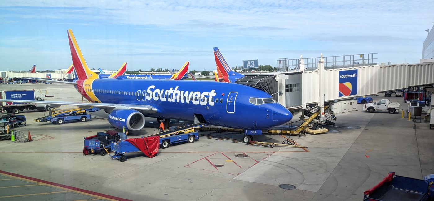 Image: Southwest Airlines plane at the gate. (photo via Eric Bowman)