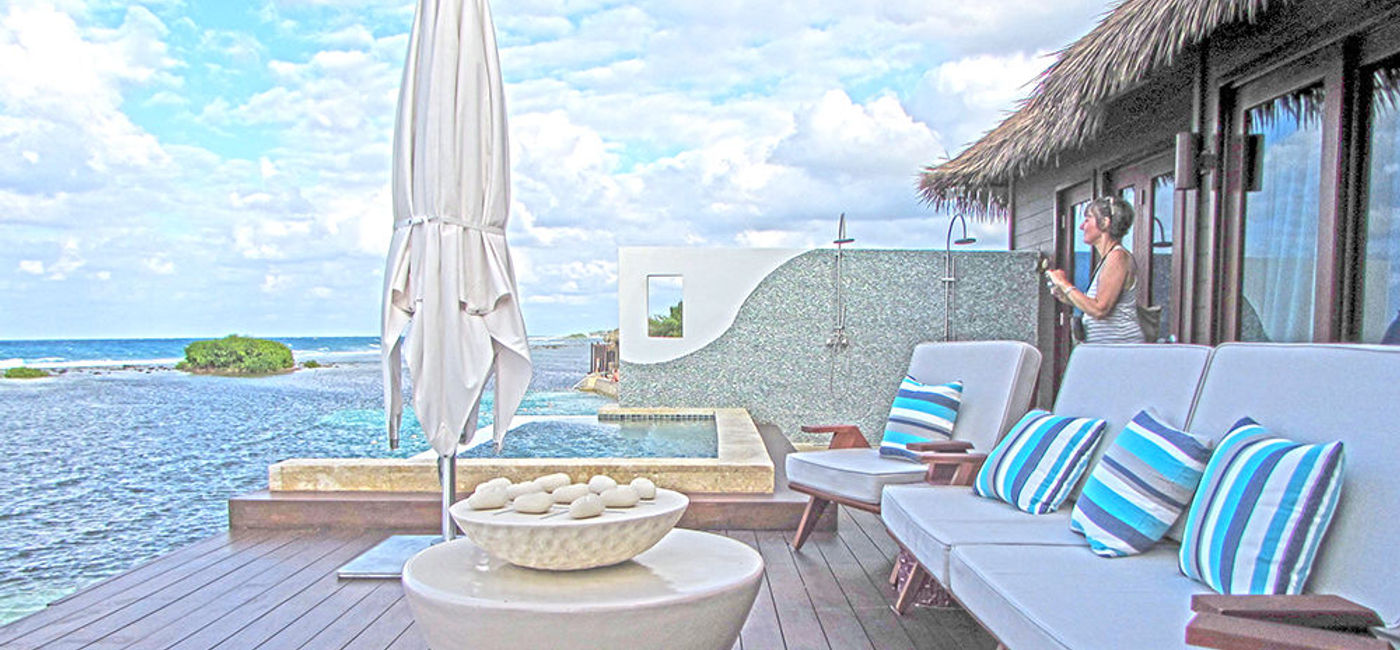 Image: View from one of five new overwater villas at Sandals Royal Caribbean. (Photo by Brian Major)