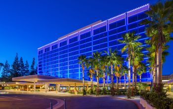 Disneyland hotel at dusk