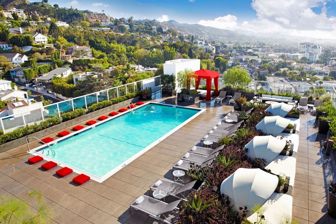 Andaz West Hollywood hotel rooftop pool.