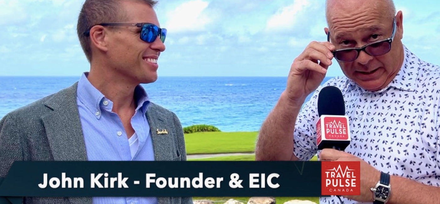 Image: John Kirk with Sandals' Adam Stewart on location in Curacao. (TravelPulse Canada)