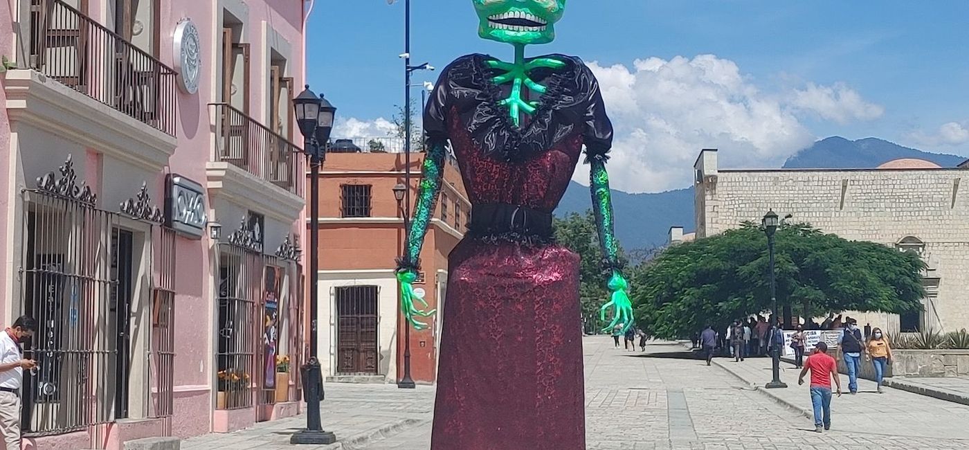 Image: Oaxaca's streets were filled with Catrinas. (photo via Claudette Covey)