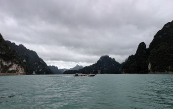 Cheow Lan Lake, lake, boats, Thailand