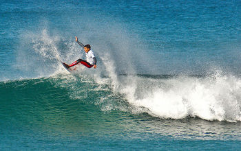 Surfer riding a wave