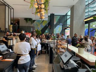 Streetfront cafe at W Toronto