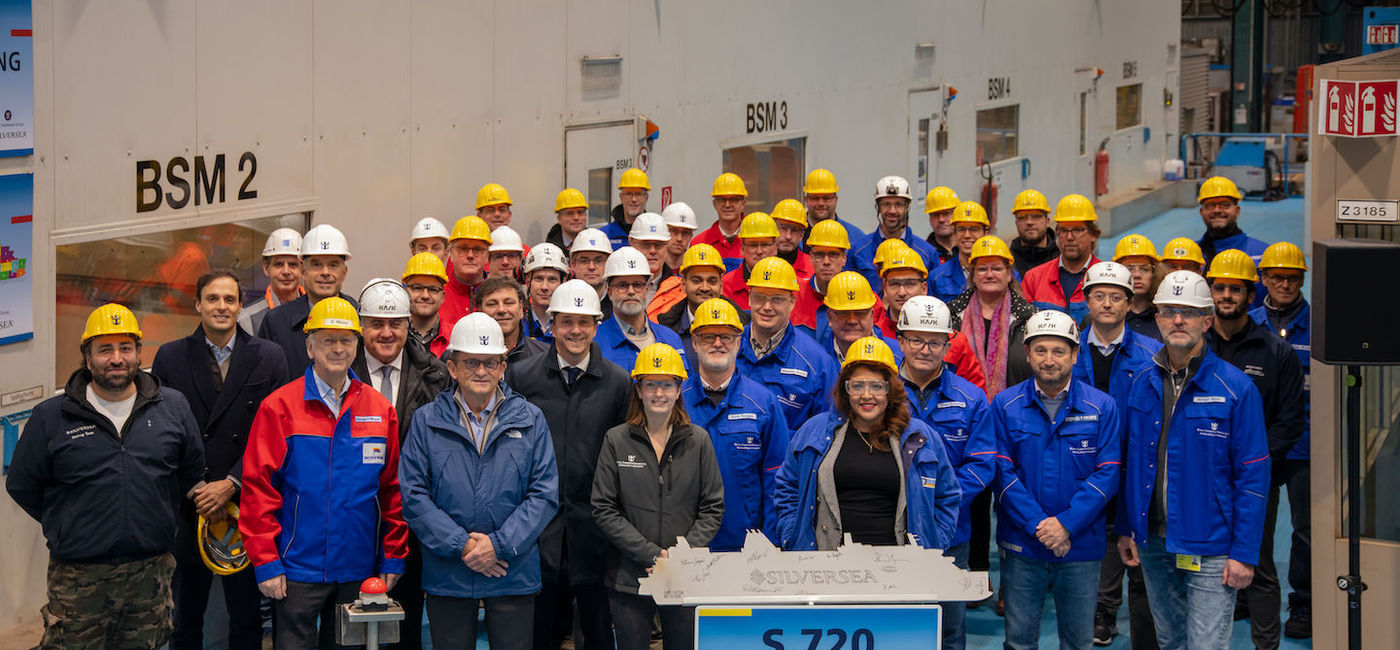 Image: Silver Ray's steel-cutting ceremony took place the Meyer Werft shipyard in Germany. (photo via Silversea Cruises)