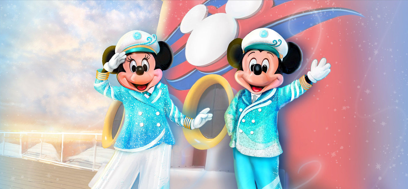 Image: To honor Disney Cruise Line’s “Silver Anniversary at Sea,” Captain Minnie Mouse and Captain Mickey Mouse will don dazzling new ensembles in the celebration’s signature color, Shimmering Seas. (photo via Disney Cruise Line) ((photo via Disney Cruise Line))