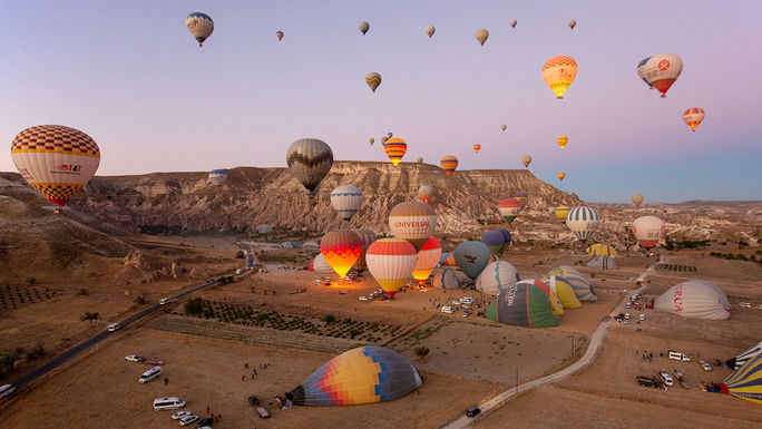 Hot air balloons over Cappadocia, Turkey