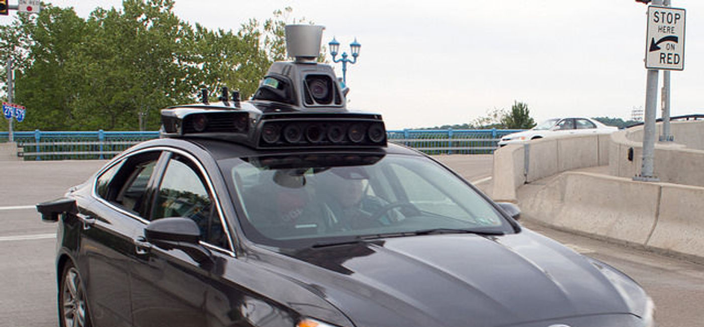 Image: Image of Uber's self-driving car in Pittsburgh.  (Flickr Foo Conner)