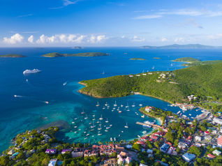 Aerial View of Cruz Bay, St. John in US Virgin Islands