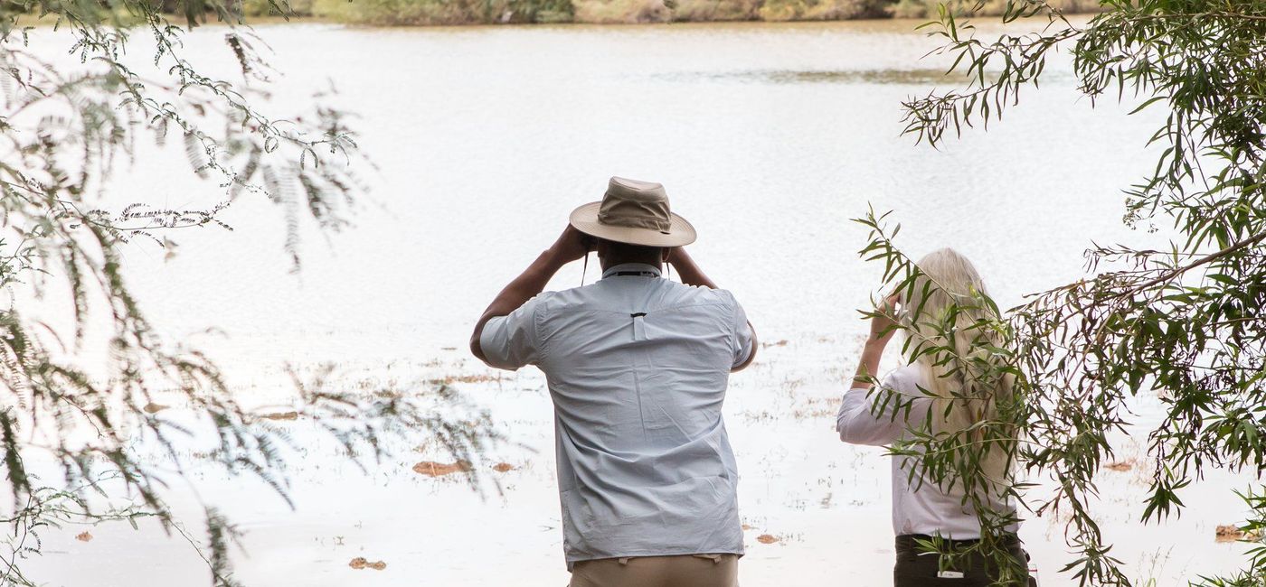 Image: Couple birdwatching in Gilbert, Arizona. (photo by Elaine Kessler)