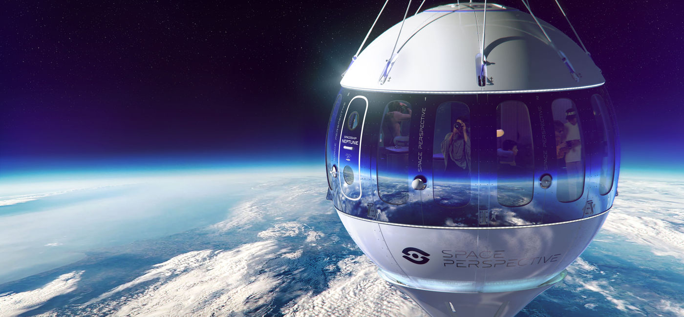 Image: Rendering of the exterior of the Spaceship Neptune, the only carbon-neutral way to travel into space. (photo via Space Perspective) ((photo via Space Perspective))