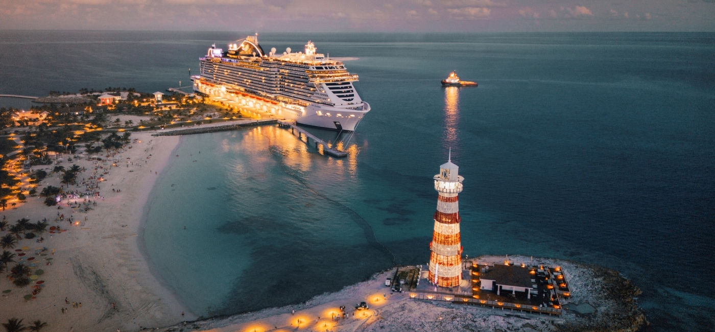 Image: MSC Seashore docked at Ocean Cay MSC Marine Reserve. (Photo Credit: MSC Cruises)