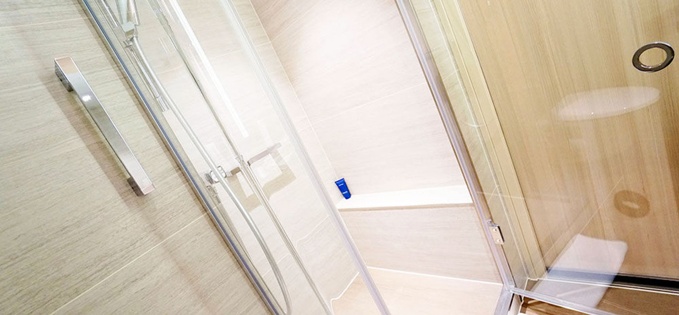 Image: PHOTO: Viking Ocean Cruises' spacious entry-level stateroom shower on the Viking Sky. (photo by Jason Leppert)