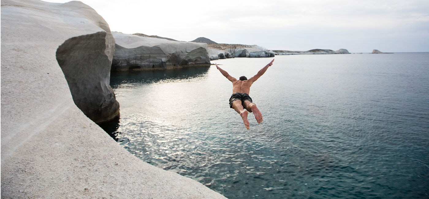 Image: Diver in Milos, Greece. (Photo Credit: Celestyal Cruises)