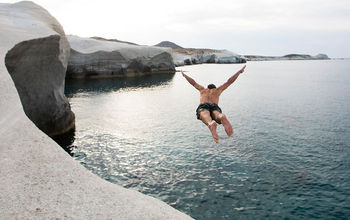 Diver in Milos, Greece.