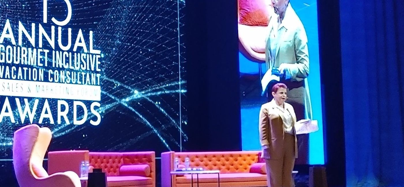 Image: Vice President of Global Sales Marilyn Cairo speaking during the GIVC general session. (photo via Claudette Covey)