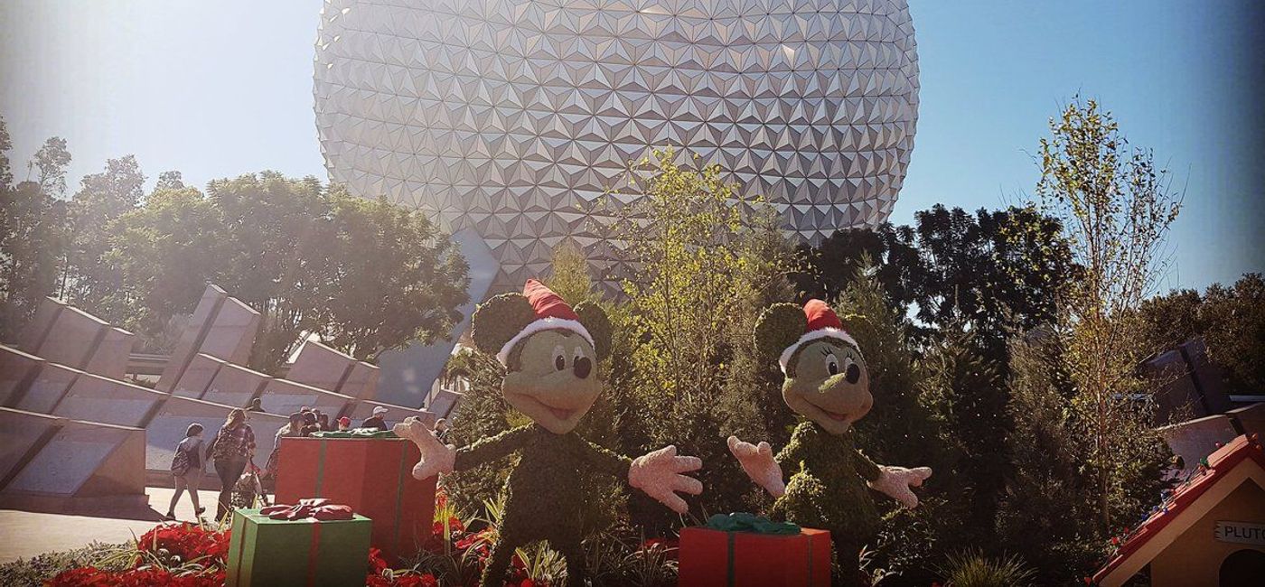 Image: The Epcot structure before the Star Wars transformation.  (Photo via @RedTieGuy)