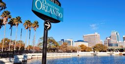 A welcome sign in Downtown Orlando, Florida