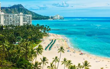 Aerial shot of Hawaii's Waikiki Beach