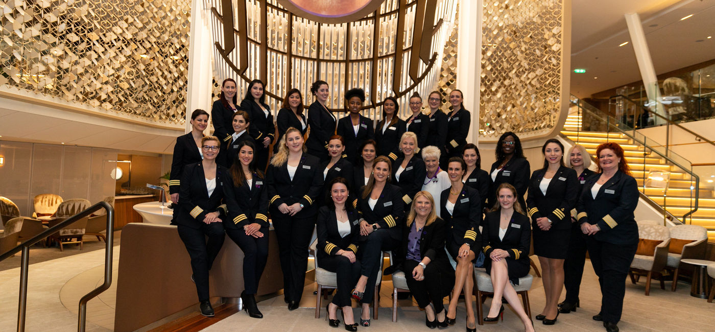 Image: One year ago: Celebrity Cruises' all-female bridge and onboard leadership teams. (photo via Celebrity Cruises Media)