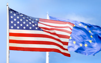 European Union and USA flags.