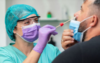 A man undergoing a COVID-19 test