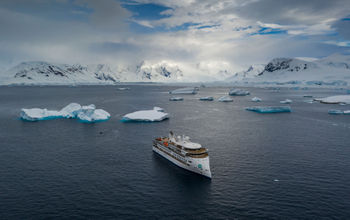 The Greg Mortimer in Antarctica.