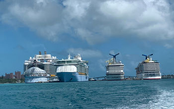 Cruise ships docked in Nassau.