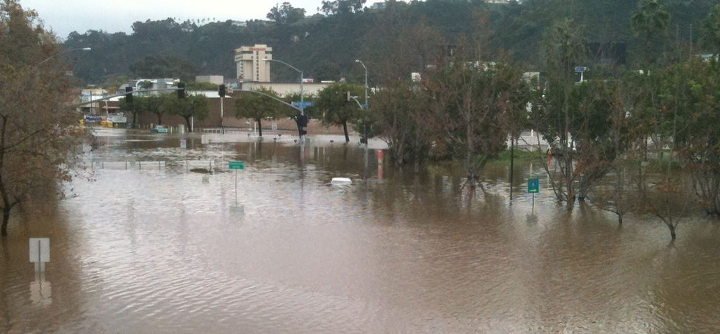 Image: PHOTO: Rising waters from the San Diego River flooded some parts of San Diego. (Photo via Flickr/Aaron Fulkerson)