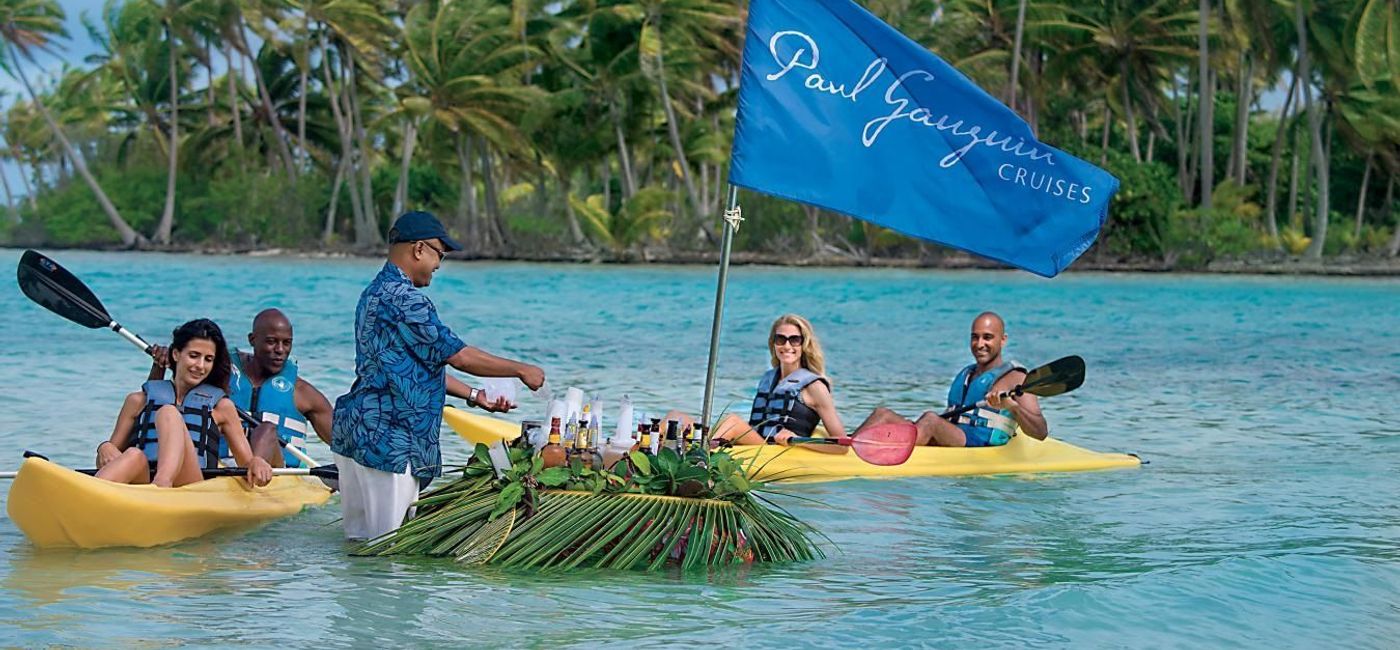 Image: PHOTO: Kayaking near Motu Mahana. (photo courtesy of Paul Gauguin Cruises)