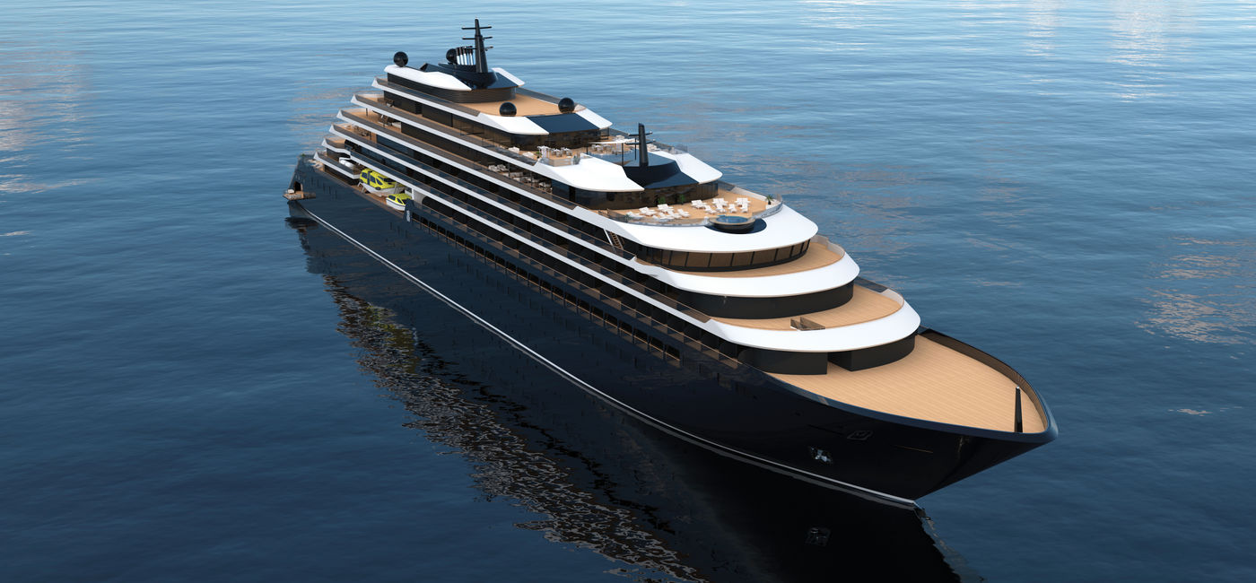 Image: This rendering shows the first vessel in The Ritz-Carlton Yacht Collection, Evrima. (Courtesy of The Ritz-Carlton Yacht Collection)