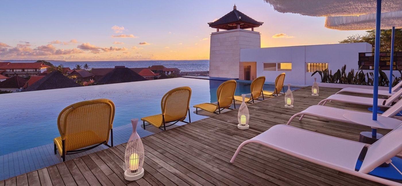 Image: PHOTO: Sunset at Aloft Bali Seminyak. (Photo courtesy of Aloft Hotels)