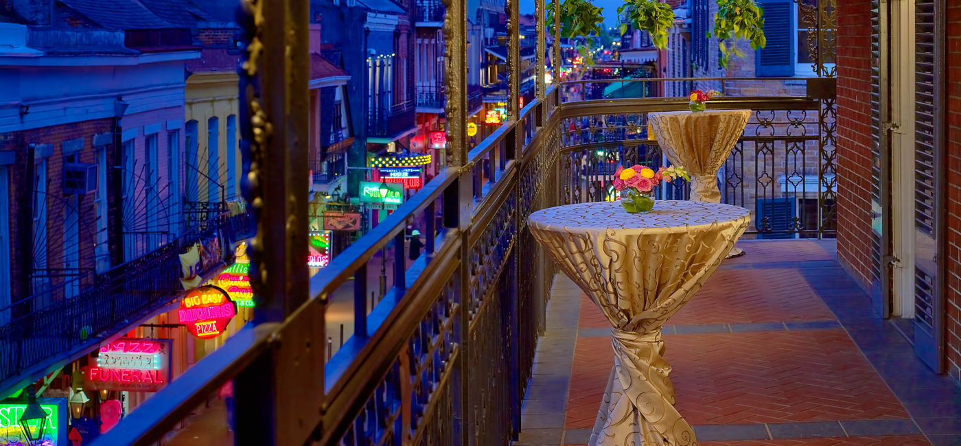 Image: PHOTO: The stunning Bourbon Street views at Royal Sonesta New Orleans. (photo courtesy of Royal Sonesta New Orleans)