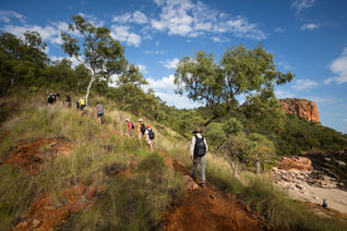 Silversea guests hiking in the Australian Outback