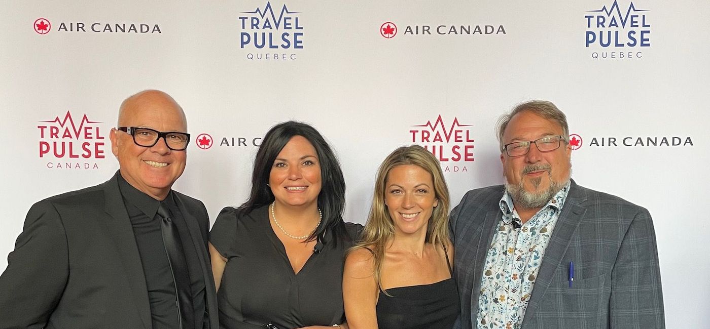 Image: TravelPulse Canada team at the Readers' Choice Awards: John Kirk, Marsha Mowers, Catherine Maisonneuve and Bruce Parkinson. (Photo Credit: TravelPulse Canada)