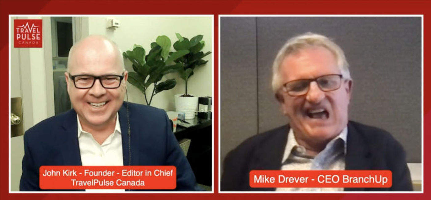 Image: John Kirk and Mike Drever talk BranchUp (PHOTO: TravelPulseCanada)