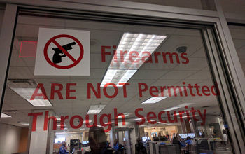 No guns allowed on planes sign, TSA checkpoint, Atlanta International Airport
