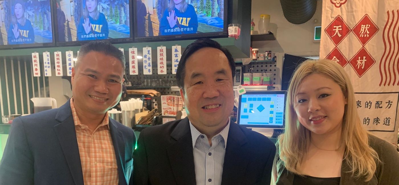 Image: Michael Lim, Director for the Hong Kong Tourism Board in Canada, with colleagues Jorge Lee and Carol Lee. (Bruce Parkinson)