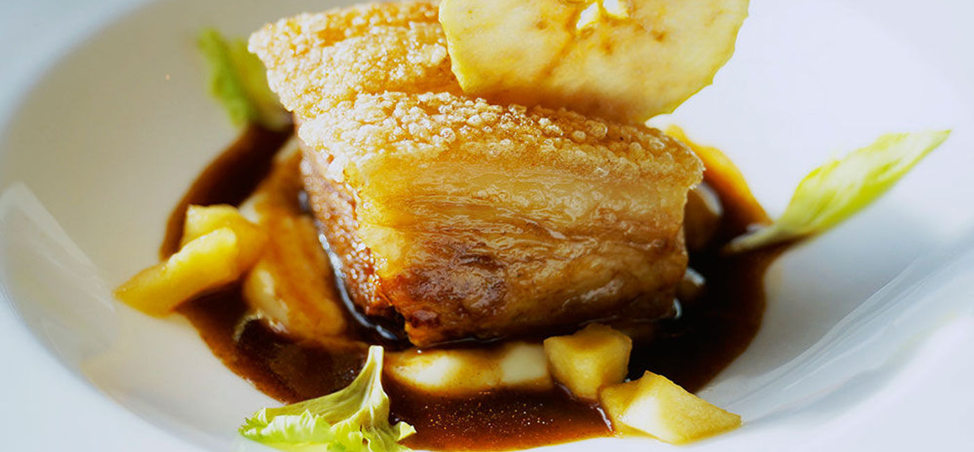Image: PHOTO: The fine dining of Murano's pork belly onboard Celebrity Cruises' Celebrity Solstice. (photo by Jason Leppert)