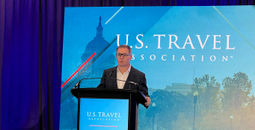Geoff Freeman, President and CEO of the United States Travel Association (USTA) speaking at IPW.