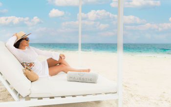 Bali bed on the beach at Majestic Elegance Costa Mujeres Costa Mujeres 