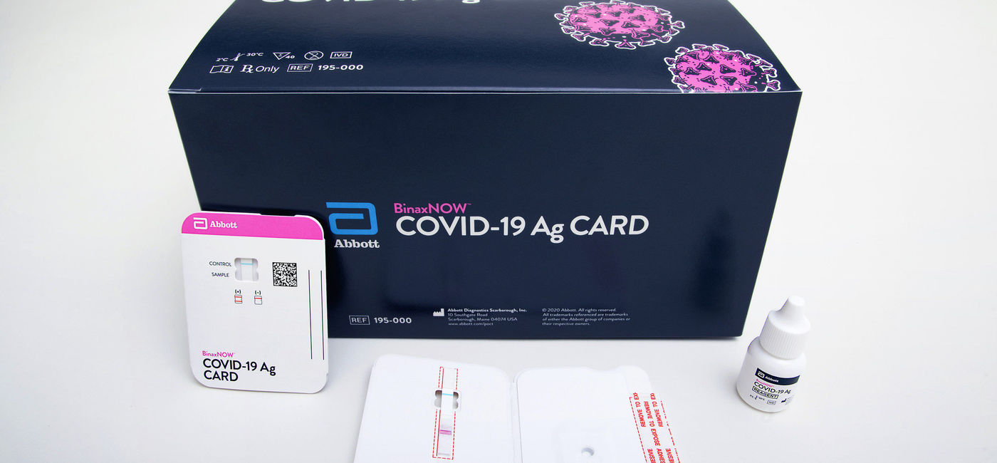Image: PHOTO: BinaxNOW COVID-19 Ag Card rapid test kit from Abbott Laboratories. (Photo courtesy of Abbott Laboratories)