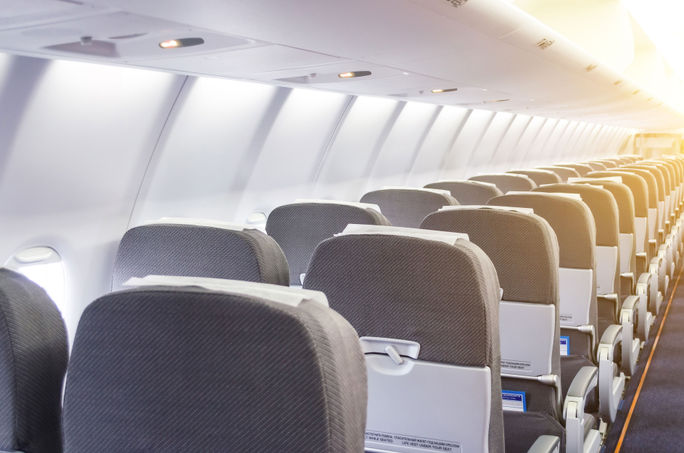 Passenger seats in the cabin airplane