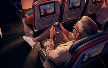 A Delta customer connects to free Wi-Fi, Delta, Delta Air Lines, free Wi-fi