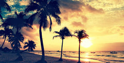 Tulum beach at sunrise.