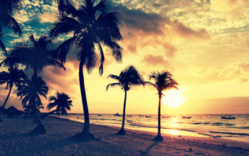 Tulum beach at sunrise.