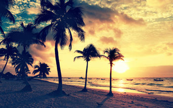 Tulum beach at sunrise.