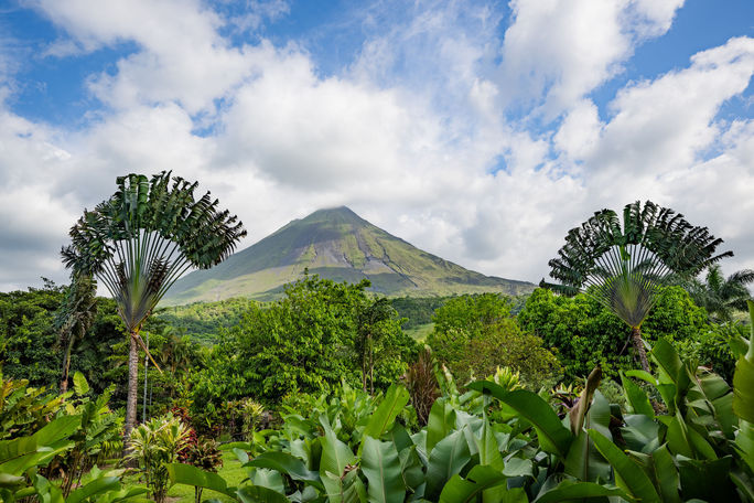 Arenal Volcano, photographed during a National Geographic Expeditions "Costa Rica: Conservation and Ecology" trip. Disney Signature Experiences, National Geographic Expeditions, Arenal Volcano, Costa Rica, Central America, birdwatching, wildlife, conservation, ecology, tours, land, journeys, explorations, rainforests